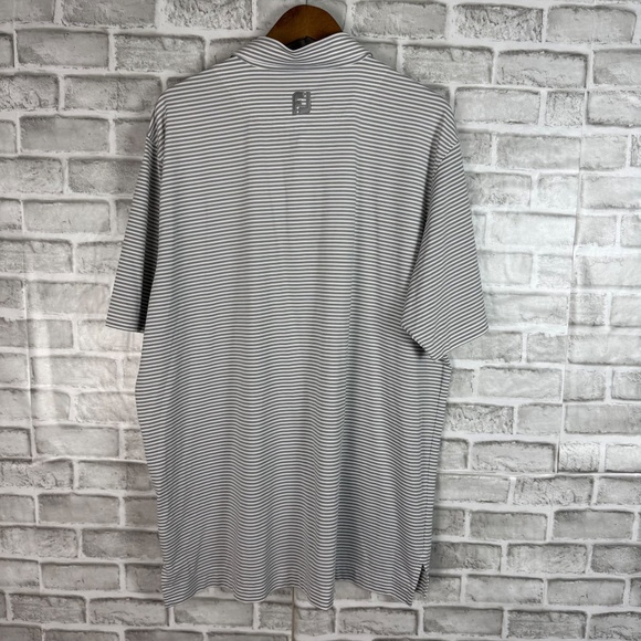 FootJoy FJ x Blackstone GC Gray Striped Performance Golf Polo Mens XL Stretch - Picture 4 of 7